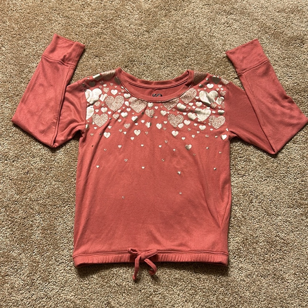 Girls Gold Heart Long Sleeve Top